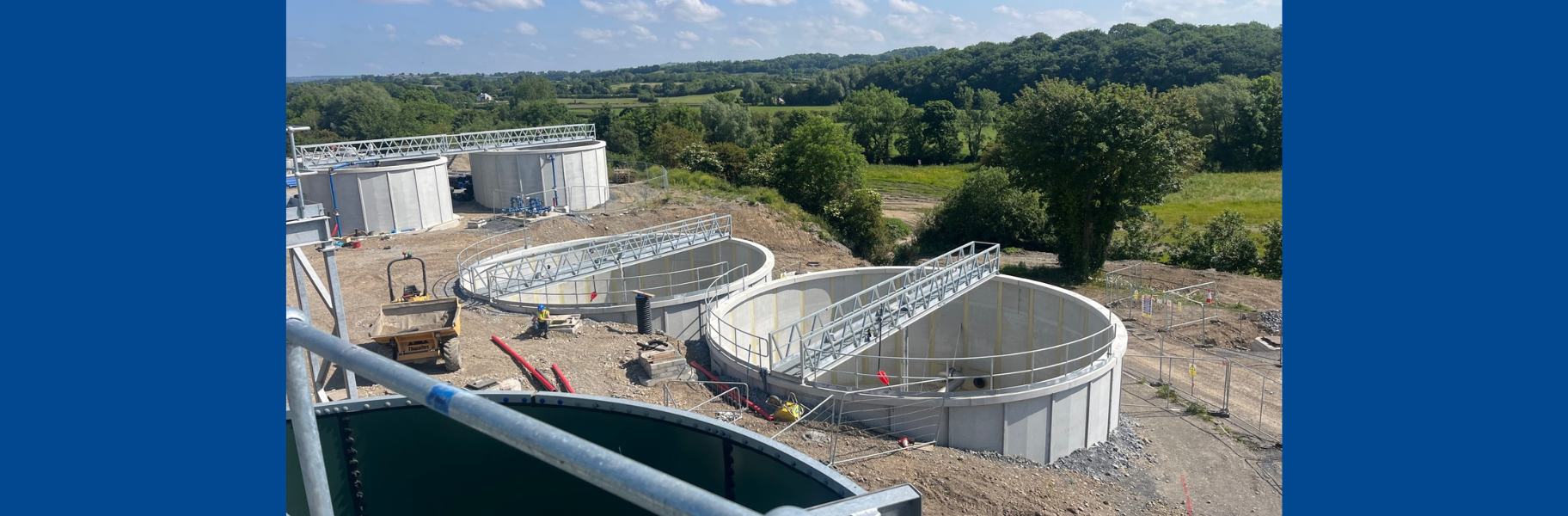 View of a drinking water treatment plant being constructed
